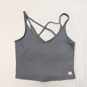 Vuori Women’s Ribbed Crop Tank Top Gray Size XL